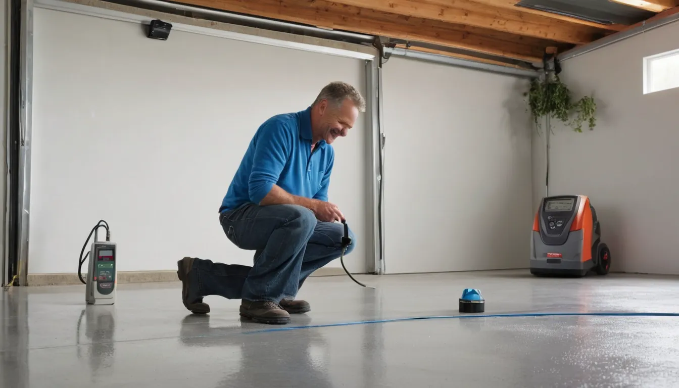 A provider checking a concrete garage floor in the Gary area