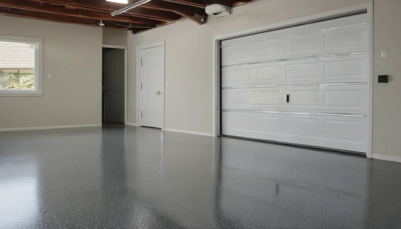 A clean, newly coated garage floor in a Gary home